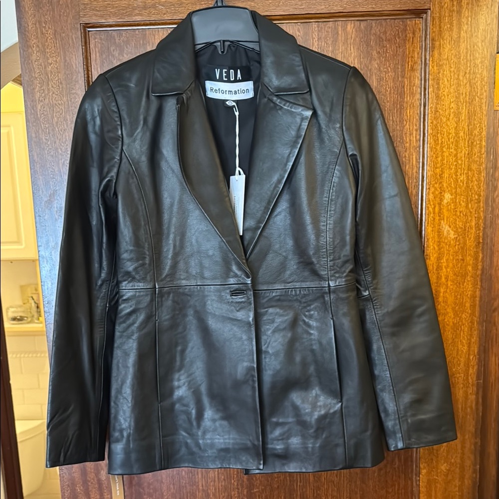 Reformation Veda Bowery Leather Blazer - Size Small